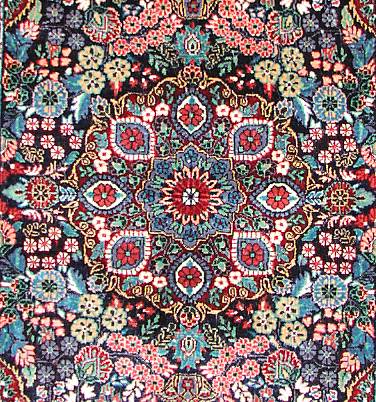 This is a closeup of the gorgenous center medallion of this remarkable little Silk Hereke